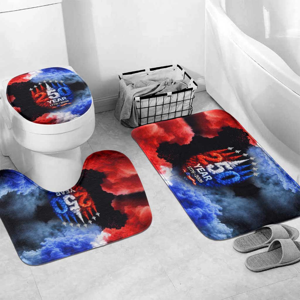 USA 250th Anniversary Celebration Bathroom Set Patriotic Smoke Burst Art Style