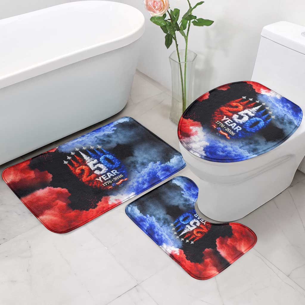 USA 250th Anniversary Celebration Bathroom Set Patriotic Smoke Burst Art Style