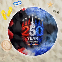 USA 250th Anniversary Celebration Beach Blanket Patriotic Smoke Burst Art Style