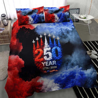 USA 250th Anniversary Celebration Bedding Set Patriotic Smoke Burst Art Style