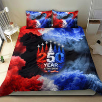 USA 250th Anniversary Celebration Bedding Set Patriotic Smoke Burst Art Style