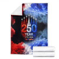 USA 250th Anniversary Celebration Blanket Patriotic Smoke Burst Art Style