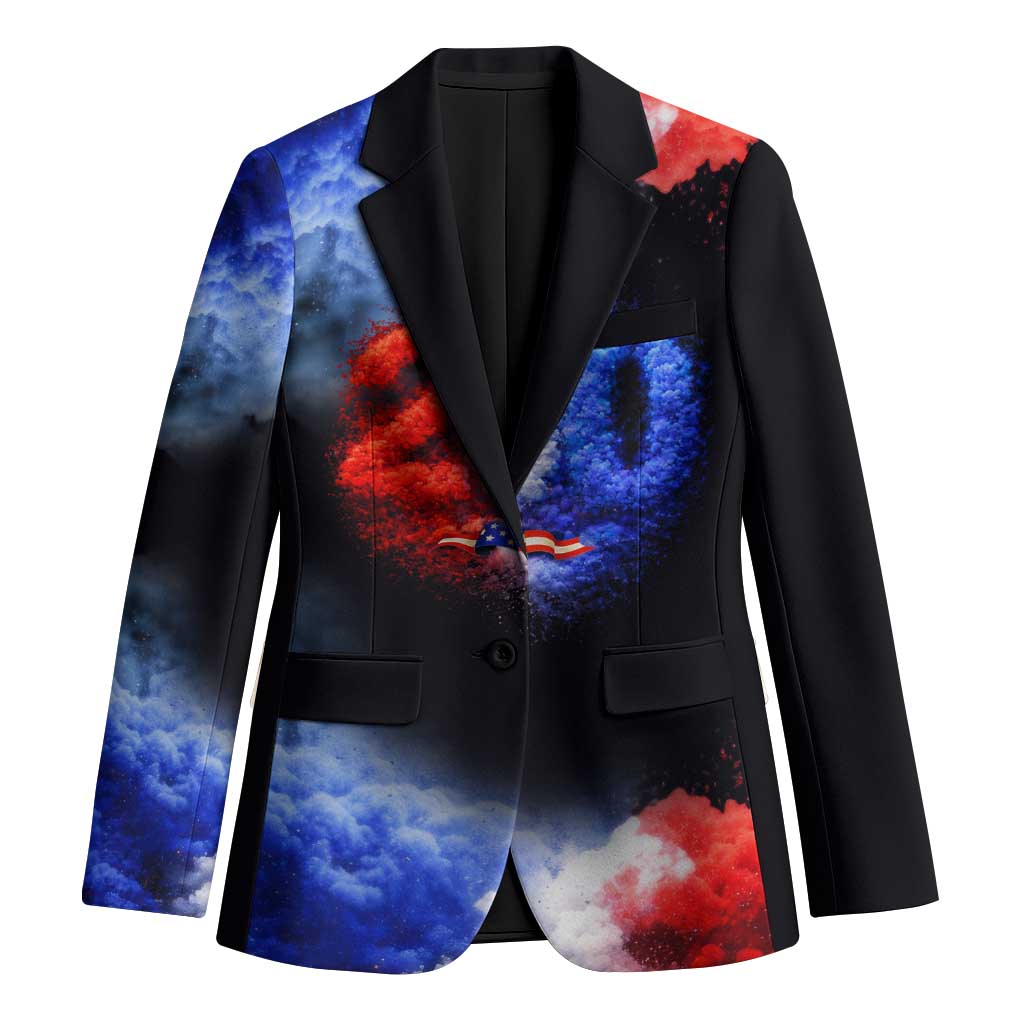 USA 250th Anniversary Celebration Blazer Patriotic Smoke Burst Art Style