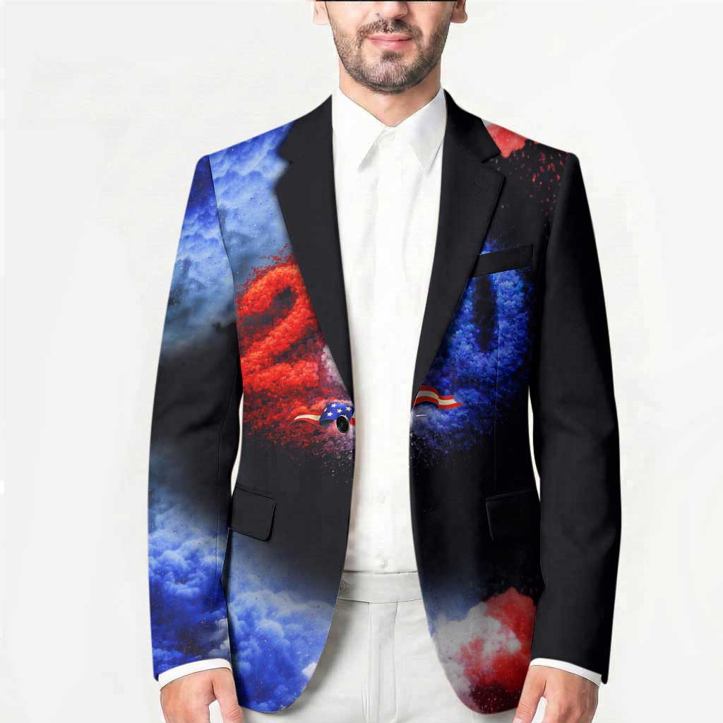 USA 250th Anniversary Celebration Blazer Patriotic Smoke Burst Art Style