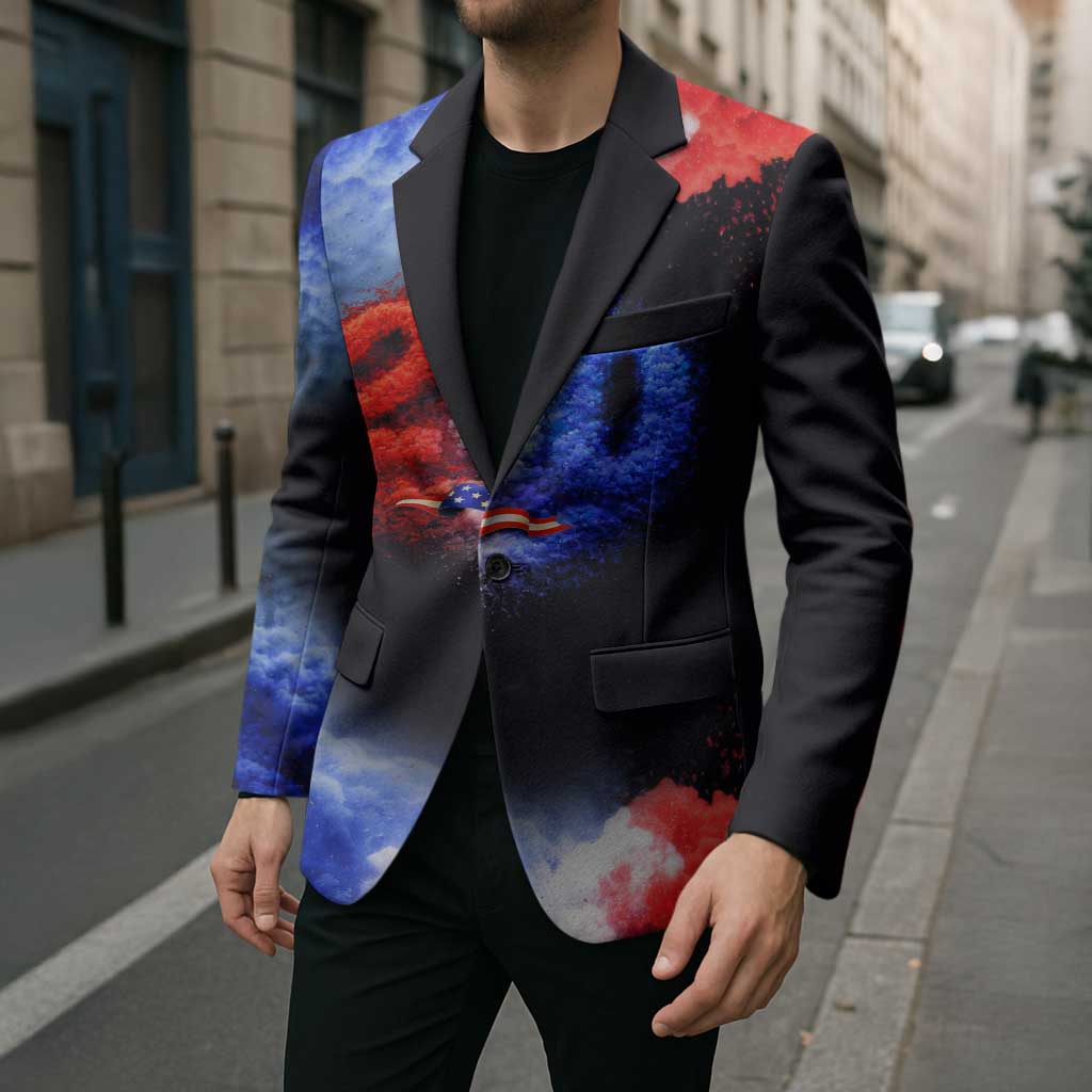 USA 250th Anniversary Celebration Blazer Patriotic Smoke Burst Art Style