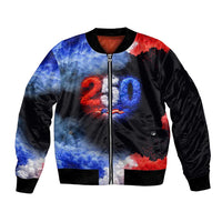 USA 250th Anniversary Celebration Bomber Jacket Patriotic Smoke Burst Art Style