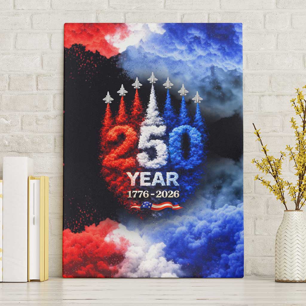 USA 250th Anniversary Celebration Canvas Wall Art Patriotic Smoke Burst Art Style