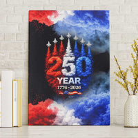 USA 250th Anniversary Celebration Canvas Wall Art Patriotic Smoke Burst Art Style