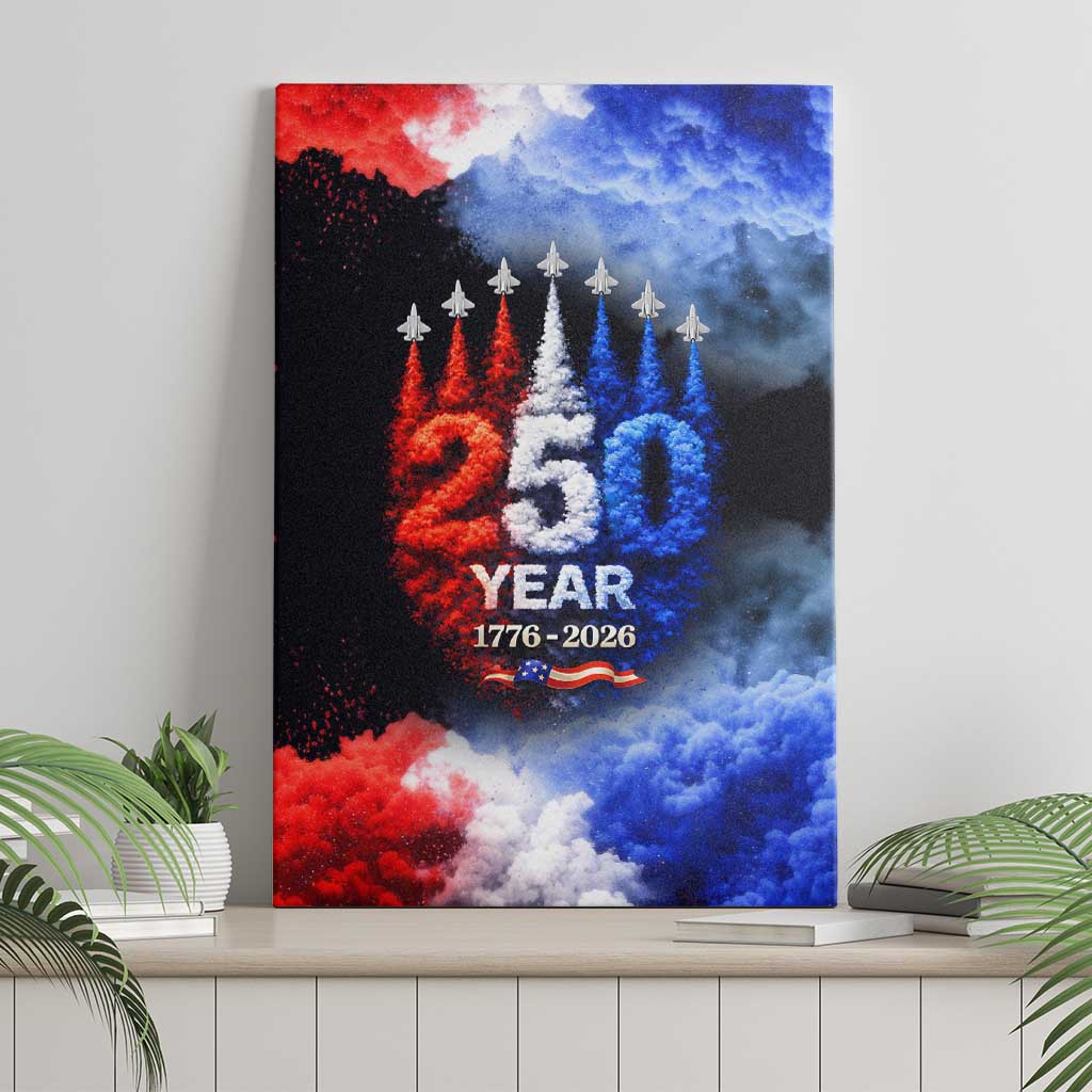 USA 250th Anniversary Celebration Canvas Wall Art Patriotic Smoke Burst Art Style