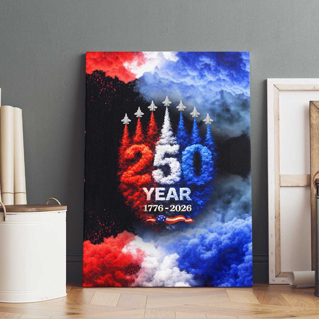 USA 250th Anniversary Celebration Canvas Wall Art Patriotic Smoke Burst Art Style