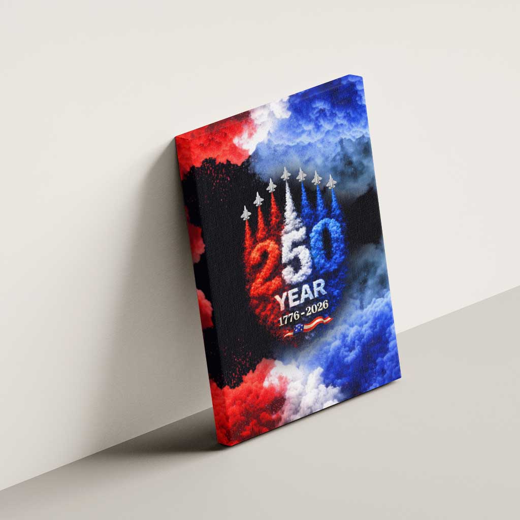 USA 250th Anniversary Celebration Canvas Wall Art Patriotic Smoke Burst Art Style