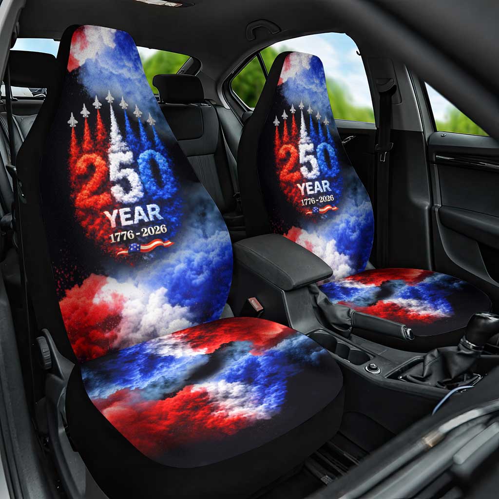 USA 250th Anniversary Celebration Car Seat Cover Patriotic Smoke Burst Art Style