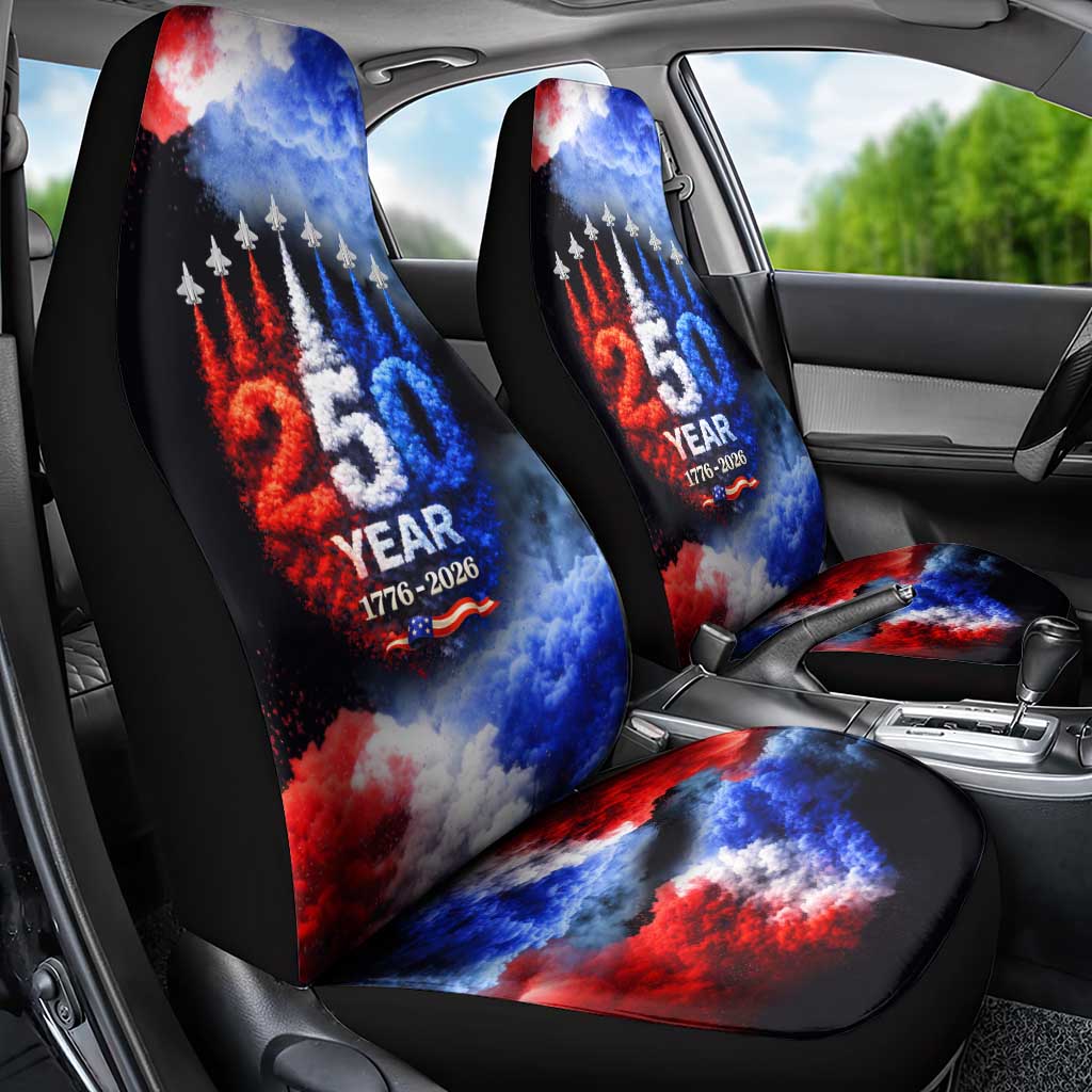USA 250th Anniversary Celebration Car Seat Cover Patriotic Smoke Burst Art Style