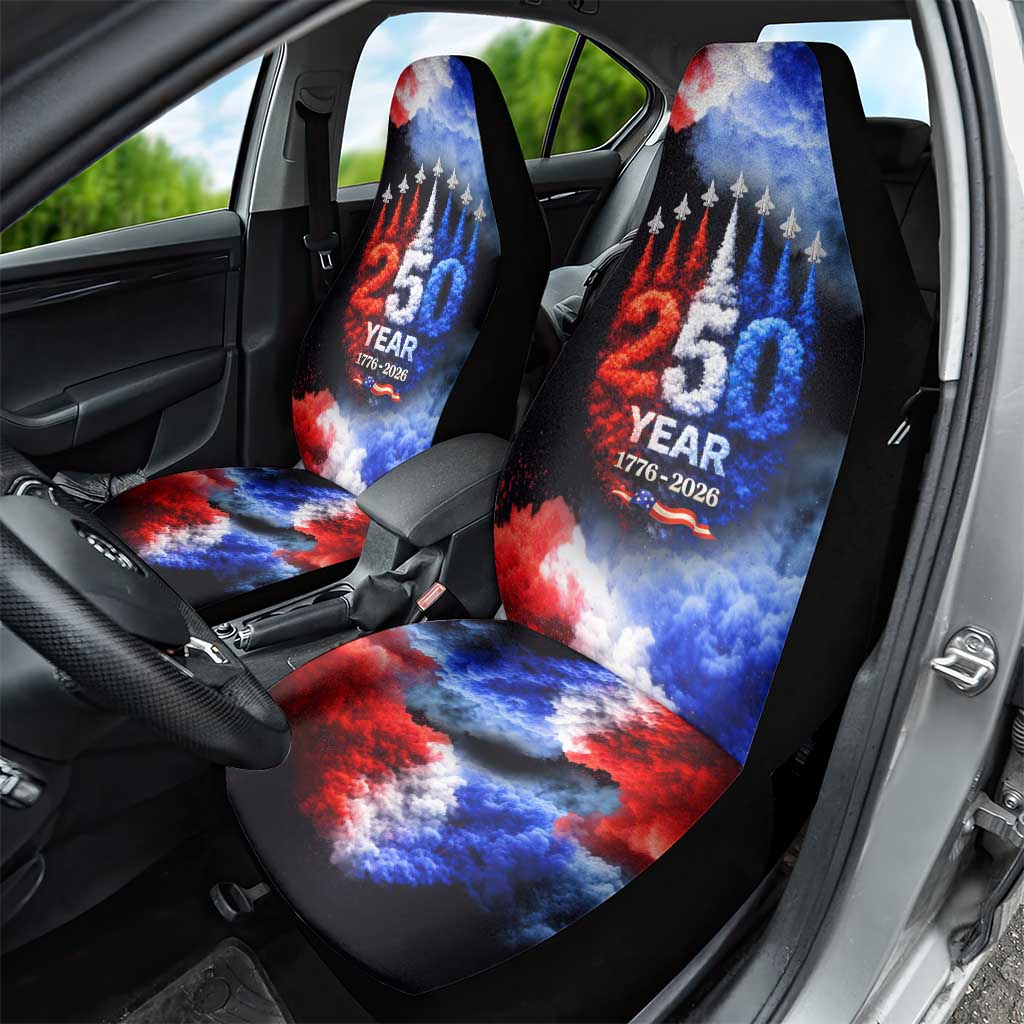 USA 250th Anniversary Celebration Car Seat Cover Patriotic Smoke Burst Art Style