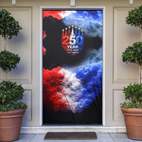 USA 250th Anniversary Celebration Door Cover Patriotic Smoke Burst Art Style