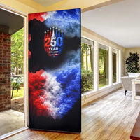 USA 250th Anniversary Celebration Door Cover Patriotic Smoke Burst Art Style