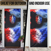 USA 250th Anniversary Celebration Door Cover Patriotic Smoke Burst Art Style