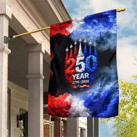 USA 250th Anniversary Celebration Garden Flag Patriotic Smoke Burst Art Style