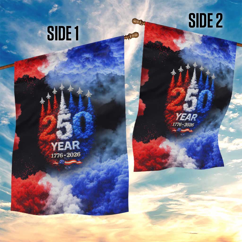 USA 250th Anniversary Celebration Garden Flag Patriotic Smoke Burst Art Style