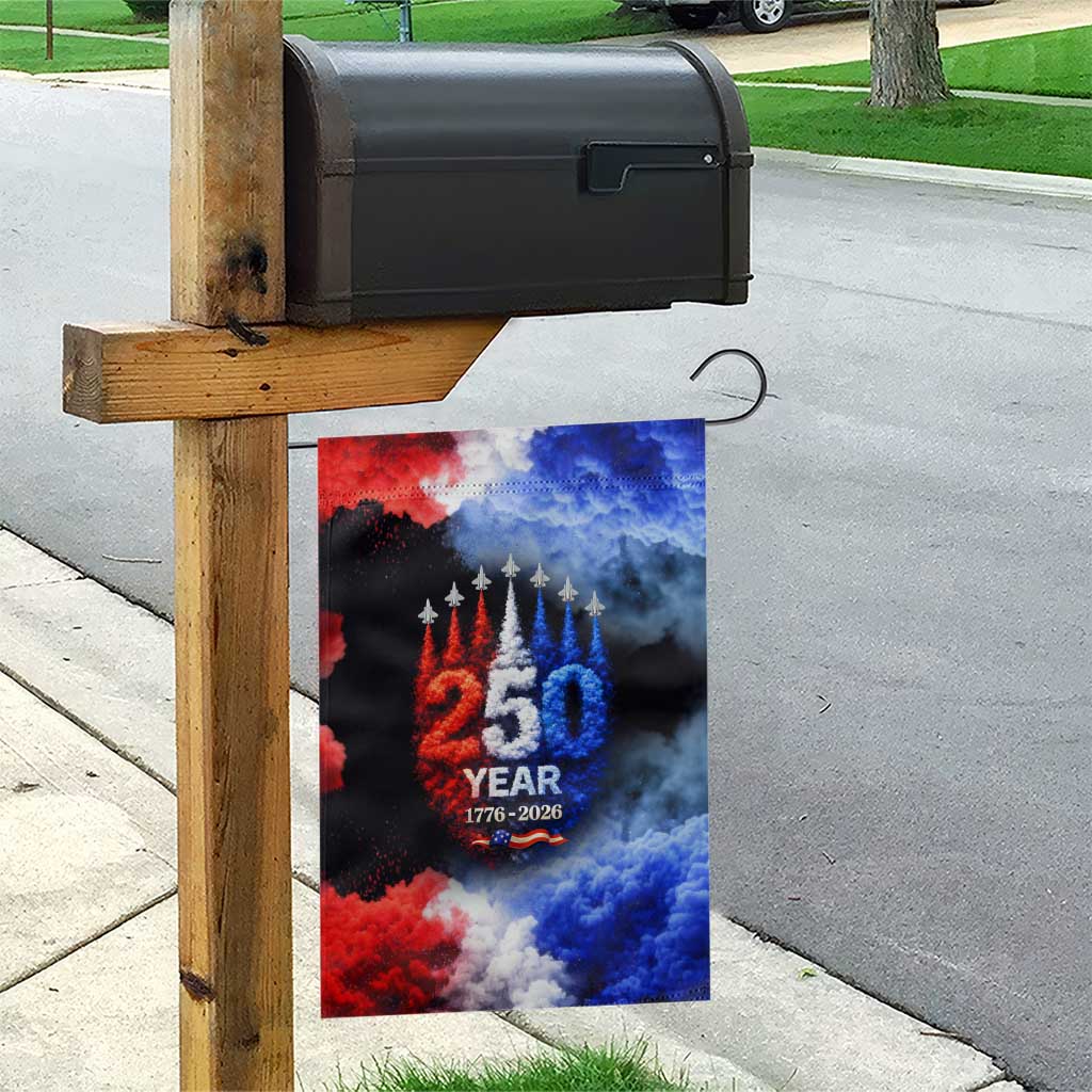 USA 250th Anniversary Celebration Garden Flag Patriotic Smoke Burst Art Style