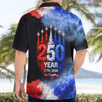 USA 250th Anniversary Celebration Hawaiian Shirt Patriotic Smoke Burst Art Style