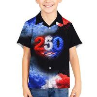 USA 250th Anniversary Celebration Hawaiian Shirt Patriotic Smoke Burst Art Style