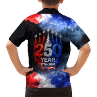 USA 250th Anniversary Celebration Hawaiian Shirt Patriotic Smoke Burst Art Style