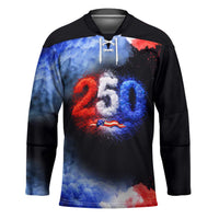USA 250th Anniversary Celebration Hockey Jersey Patriotic Smoke Burst Art Style