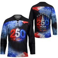 USA 250th Anniversary Celebration Hockey Jersey Patriotic Smoke Burst Art Style