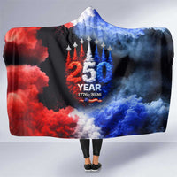 USA 250th Anniversary Celebration Hooded Blanket Patriotic Smoke Burst Art Style