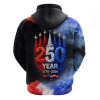 USA 250th Anniversary Celebration Hoodie Patriotic Smoke Burst Art Style