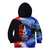 USA 250th Anniversary Celebration Kid Hoodie Patriotic Smoke Burst Art Style
