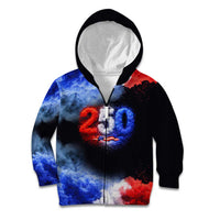 USA 250th Anniversary Celebration Kid Hoodie Patriotic Smoke Burst Art Style