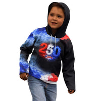 USA 250th Anniversary Celebration Kid Hoodie Patriotic Smoke Burst Art Style