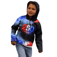 USA 250th Anniversary Celebration Kid Hoodie Patriotic Smoke Burst Art Style