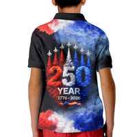 USA 250th Anniversary Celebration Kid Polo Shirt Patriotic Smoke Burst Art Style