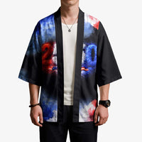 USA 250th Anniversary Celebration Kimono Patriotic Smoke Burst Art Style