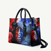 USA 250th Anniversary Celebration Leather Bag Patriotic Smoke Burst Art Style