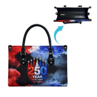 USA 250th Anniversary Celebration Leather Bag Patriotic Smoke Burst Art Style