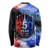 USA 250th Anniversary Celebration Long Sleeve Shirt Patriotic Smoke Burst Art Style