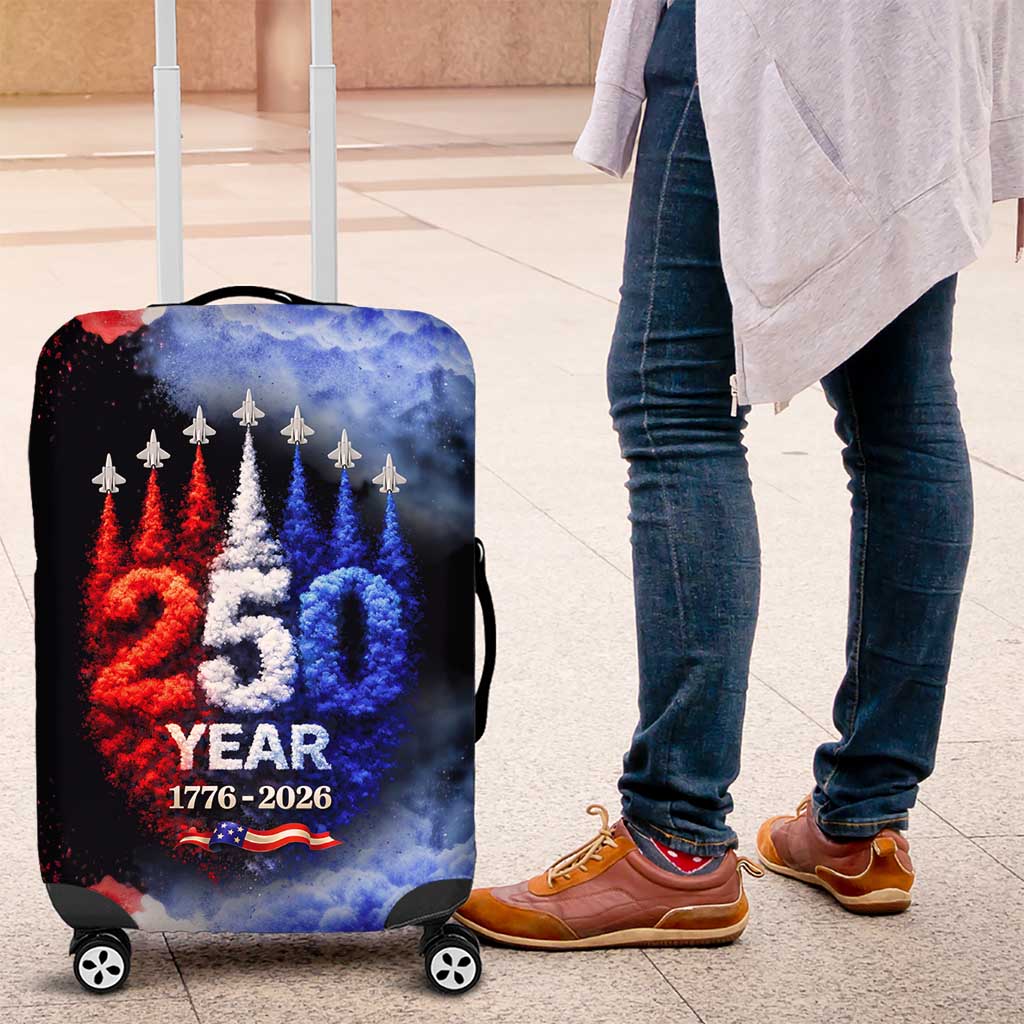 USA 250th Anniversary Celebration Luggage Cover Patriotic Smoke Burst Art Style