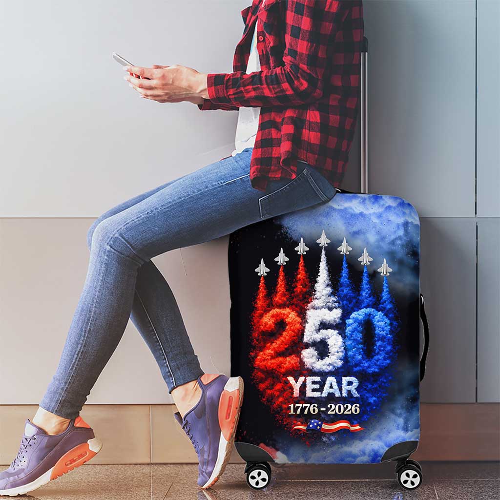 USA 250th Anniversary Celebration Luggage Cover Patriotic Smoke Burst Art Style