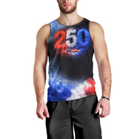 USA 250th Anniversary Celebration Men Tank Top Patriotic Smoke Burst Art Style