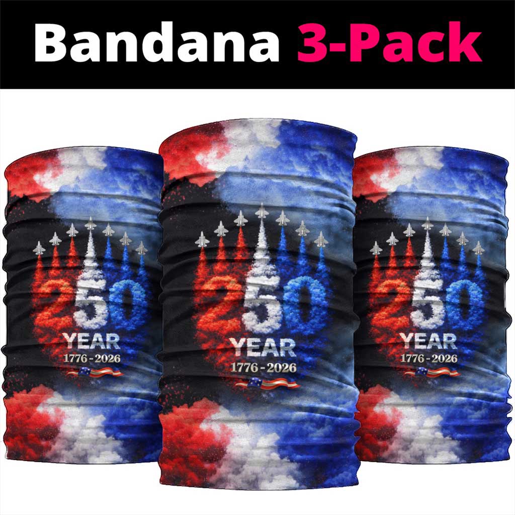USA 250th Anniversary Celebration Neck Gaiter Patriotic Smoke Burst Art Style
