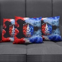 USA 250th Anniversary Celebration Pillow Cover Patriotic Smoke Burst Art Style