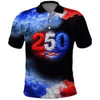 USA 250th Anniversary Celebration Polo Shirt Patriotic Smoke Burst Art Style