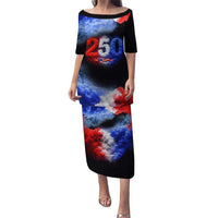 USA 250th Anniversary Celebration Puletasi Patriotic Smoke Burst Art Style