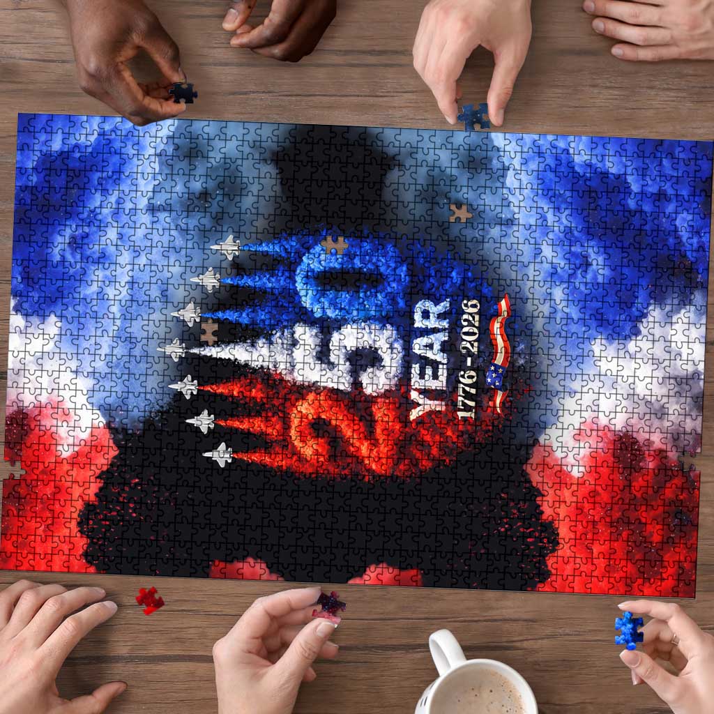 USA 250th Anniversary Celebration Puzzle Patriotic Smoke Burst Art Style
