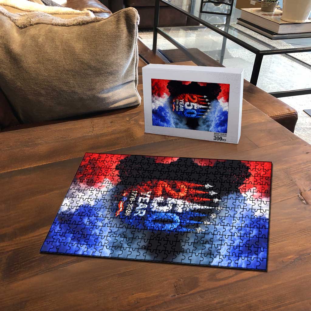 USA 250th Anniversary Celebration Puzzle Patriotic Smoke Burst Art Style