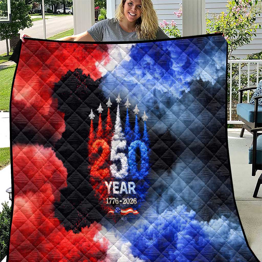 USA 250th Anniversary Celebration Quilt Patriotic Smoke Burst Art Style
